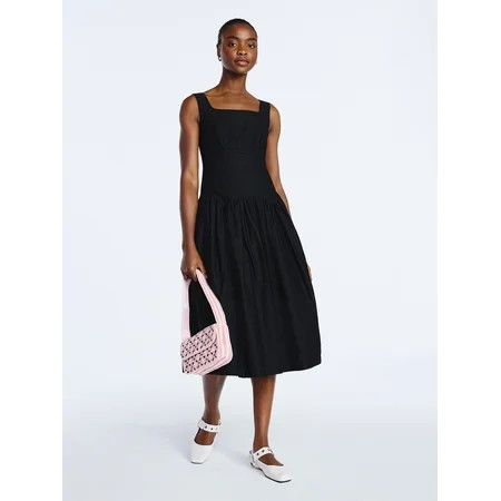Scoop Women’s Cotton Maxi Dress with Bow Back, Sizes XS-4X | Walmart (US)