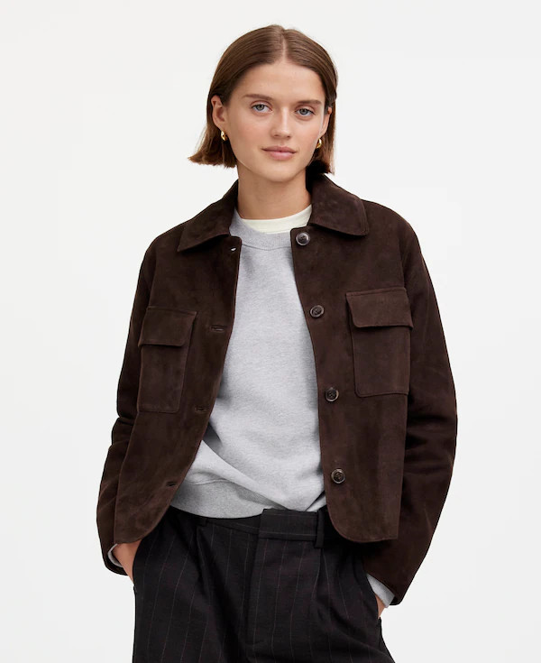 Stitched-Collar Shirt-Jacket in Suede | Madewell | Madewell