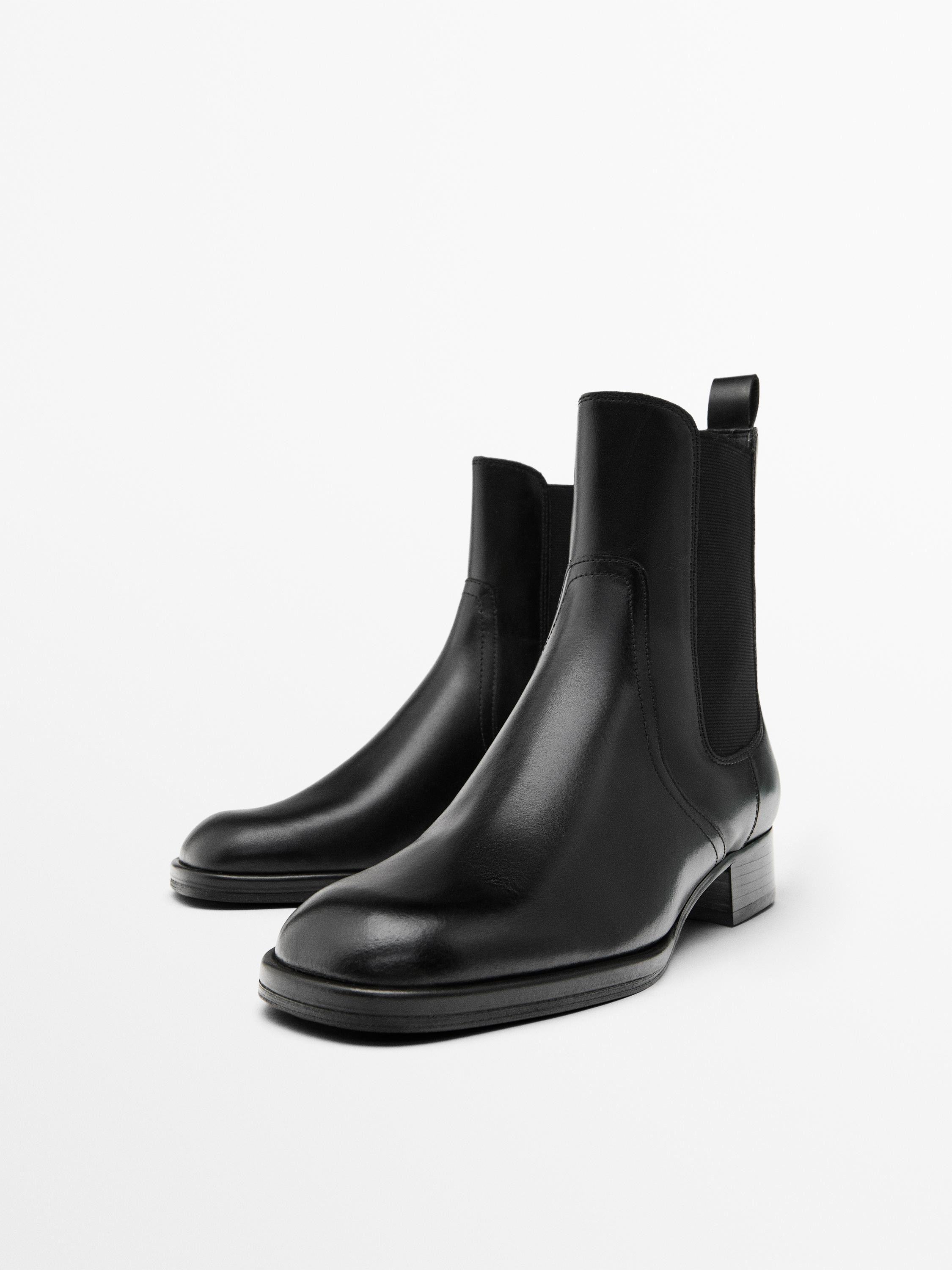 Flat leather ankle boots | Massimo Dutti UK