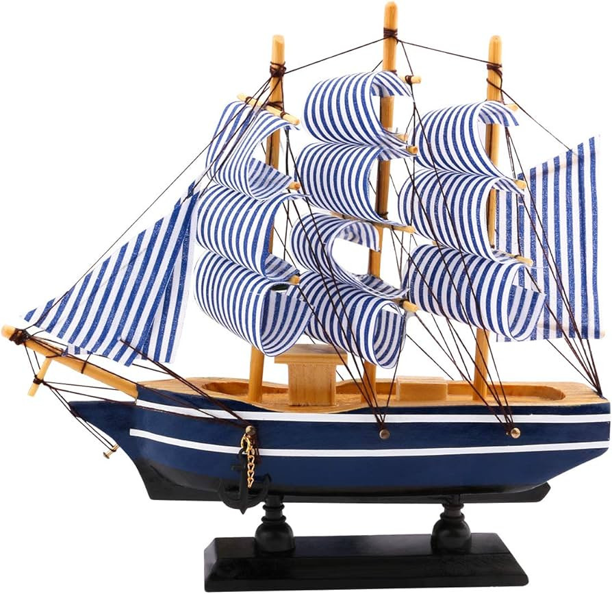 Dedoot Sailboat Model Decor, Wooden Sailing Boat Nautical Decor 7"x8" Model Ship for Ocean Theme ... | Amazon (US)