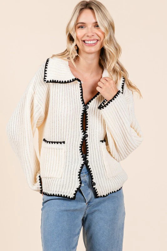 Knit Sweater Cardigan Black / M | Casual Chic Boutique