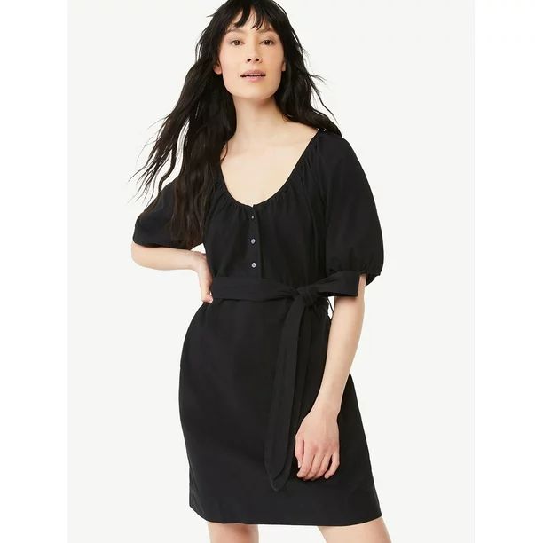 Free Assembly Women's Puff Sleeve Shirtdress | Walmart (US)