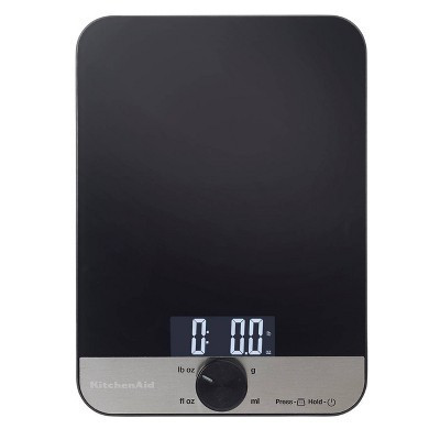 KitchenAid 11lb Glass Surface Digital Kitchen Food Scale Black: LCD Display, Battery-Powered, 11lb Capacity | Target