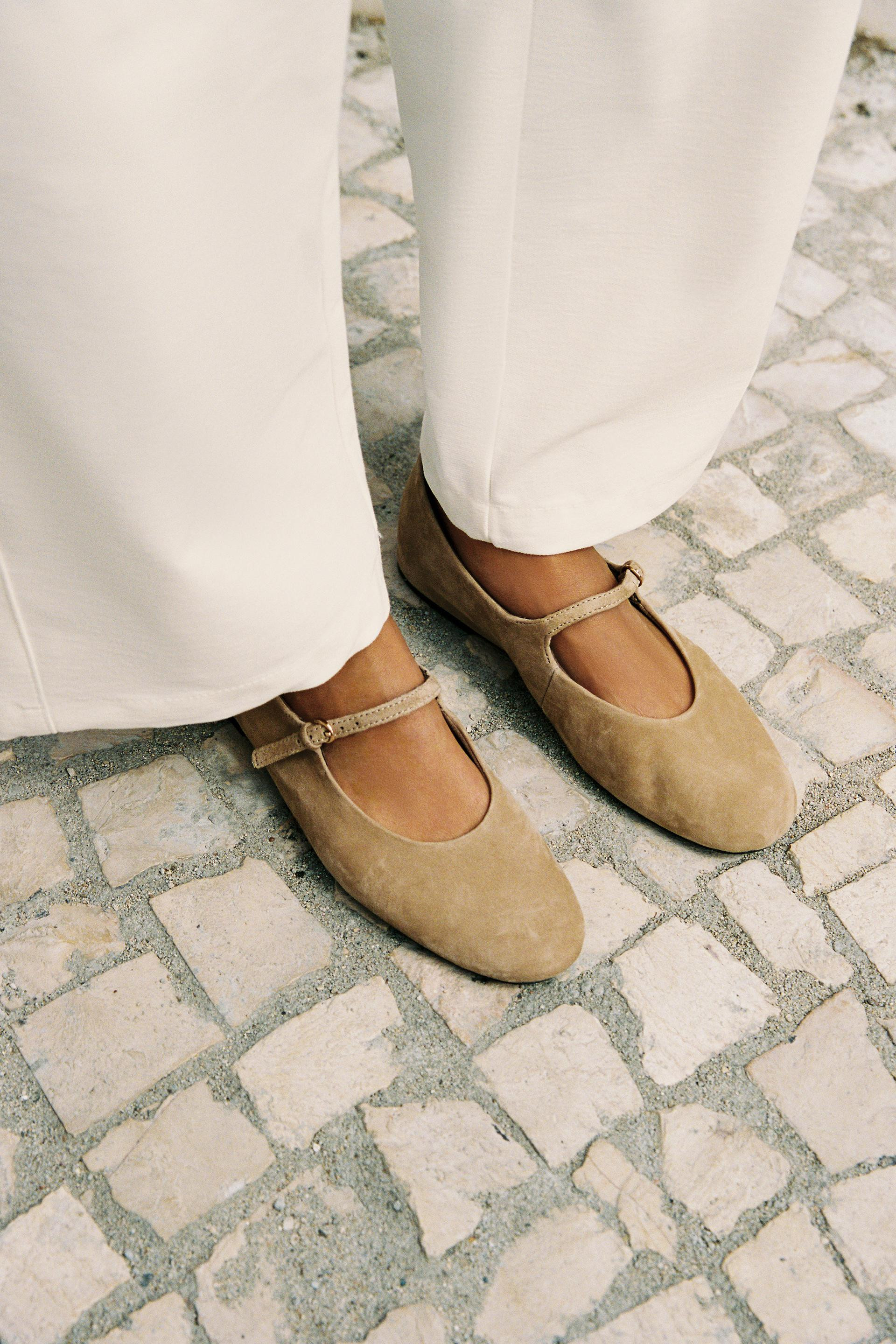 Zara - Suede Ballerinas - Sand Brown - 8 - Woman | Zara UK