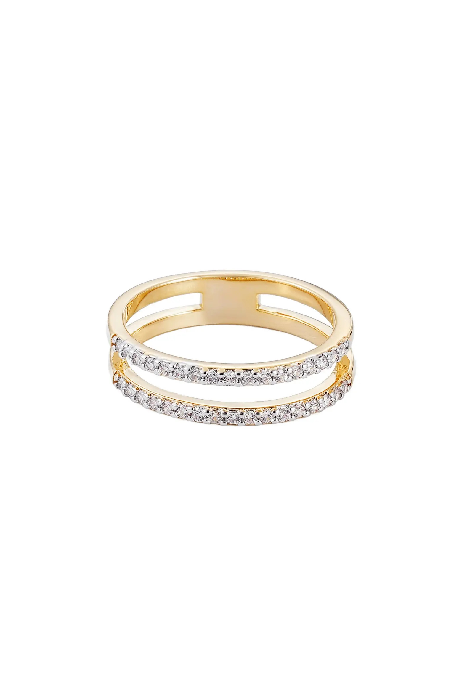 Adornia 14K Gold Plated Cubic Zirconia Double Band Ring (Women) | Nordstromrack | Nordstrom Rack