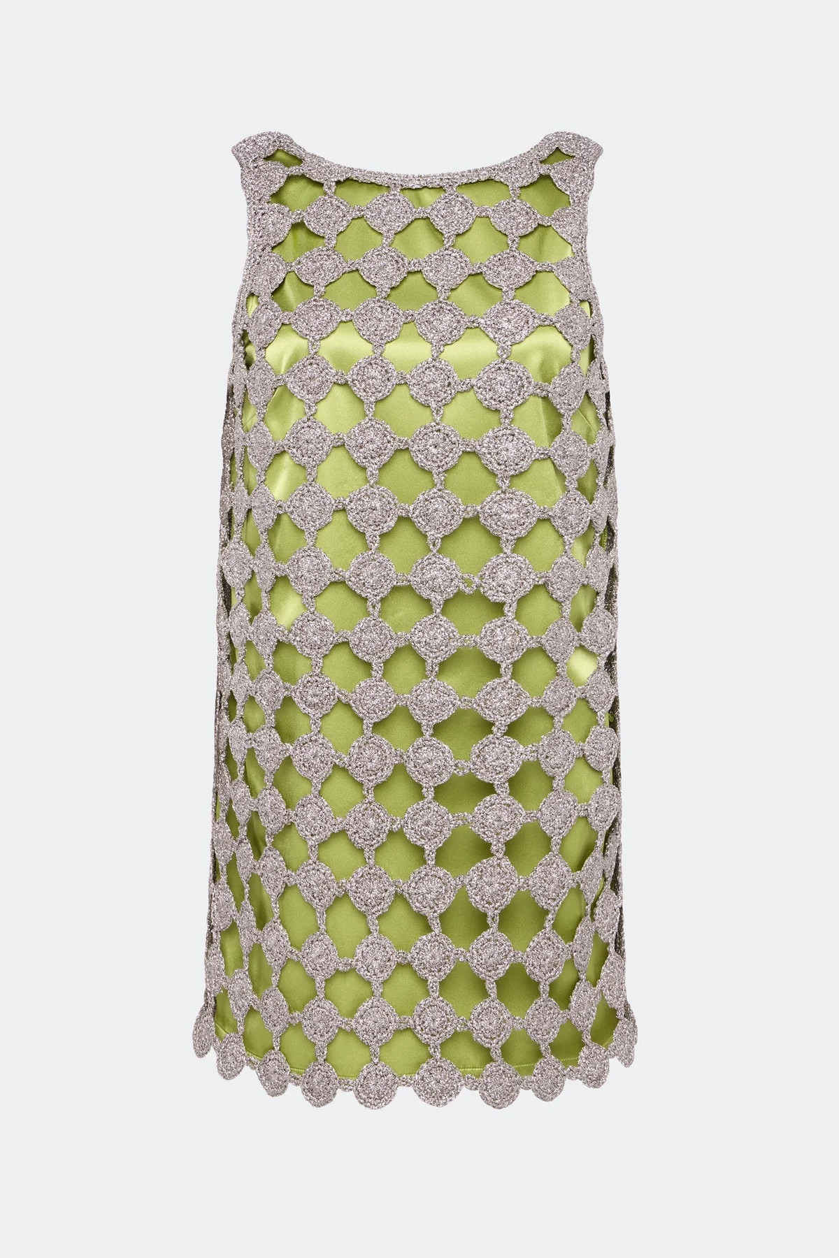 Sina Crochet Mini Dress In Moss/Satellite Silver | Simon Miller