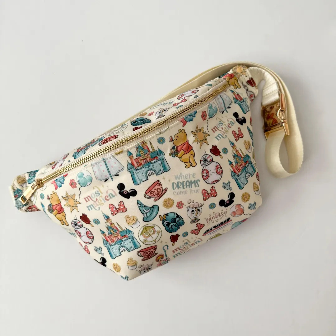 Jumbo Fanny Pack; Magical Characters, Disney, Nylon, Disneyland Accessory, Belt Bag, Magic Kingdo... | Etsy (US)