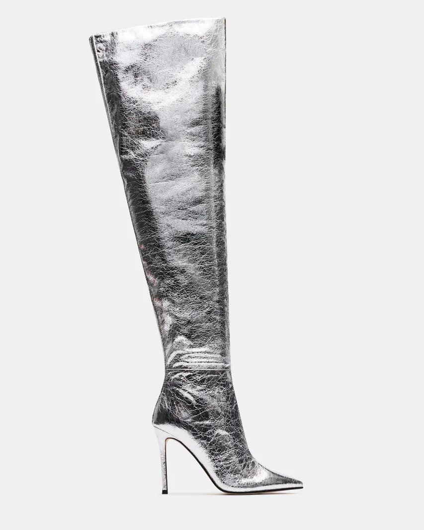 EPIC Silver Pointed Toe Thigh High Boot | Women's Boots | Steve Madden (US)