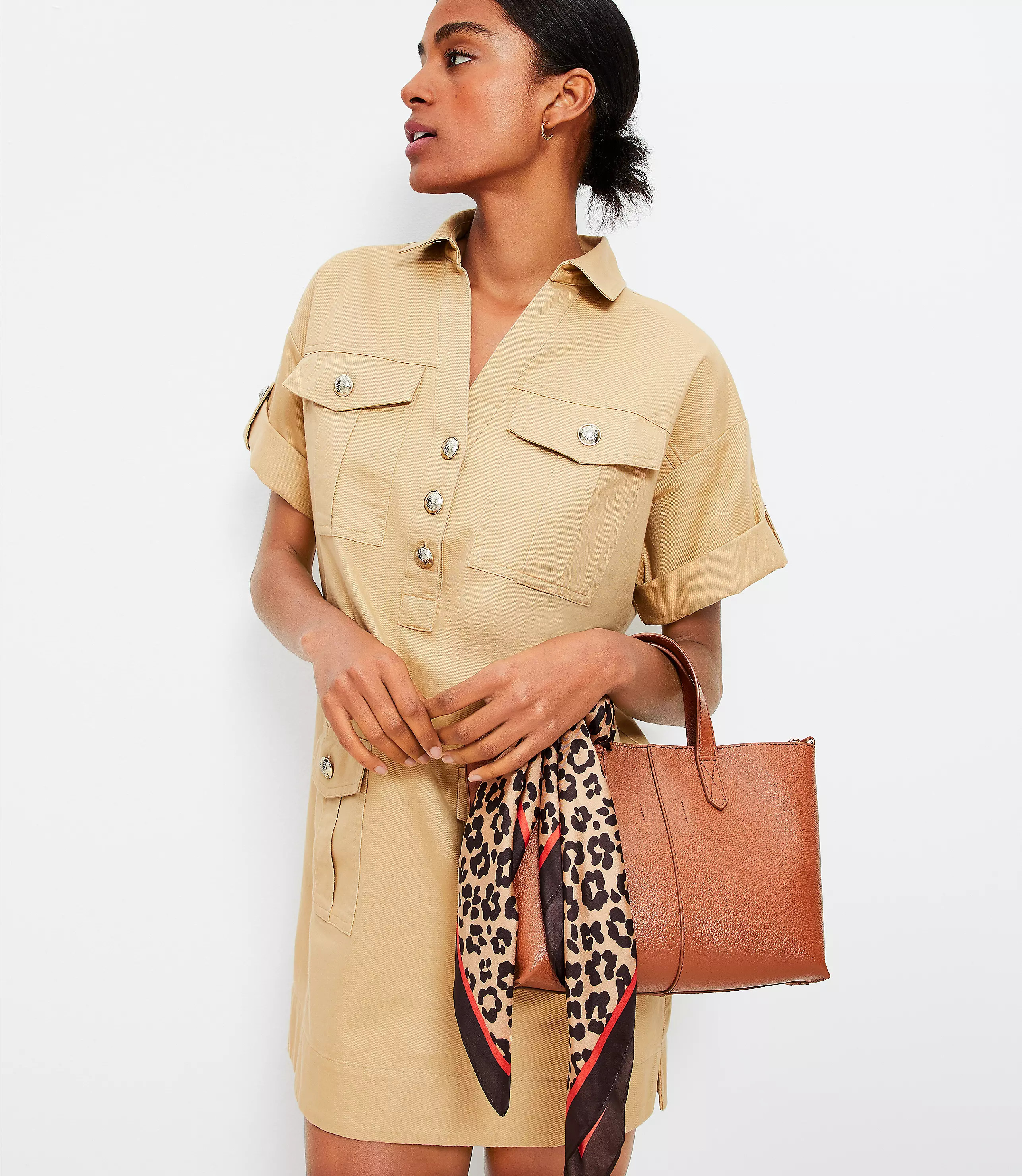 Twill Patch Pocket Mini Dress | LOFT