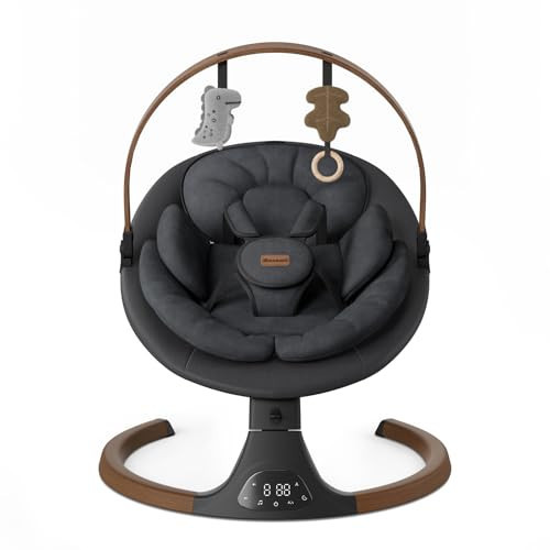 Baby Swings for Infants, Monamii Baby Swing, Bluetooth Infant Swing with Music Speaker, 5 Speeds and Remote Control, Indoor & Outdoor Use (Black) | Amazon (US)