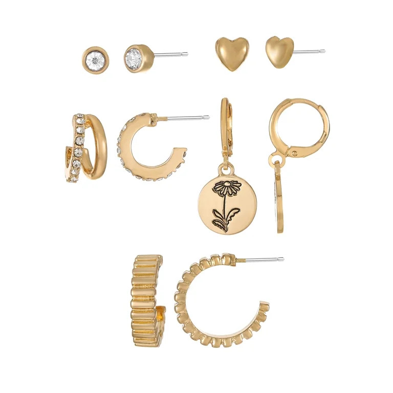 Time and Tru April Daisy Earring Pack Goldtone | Walmart (US)