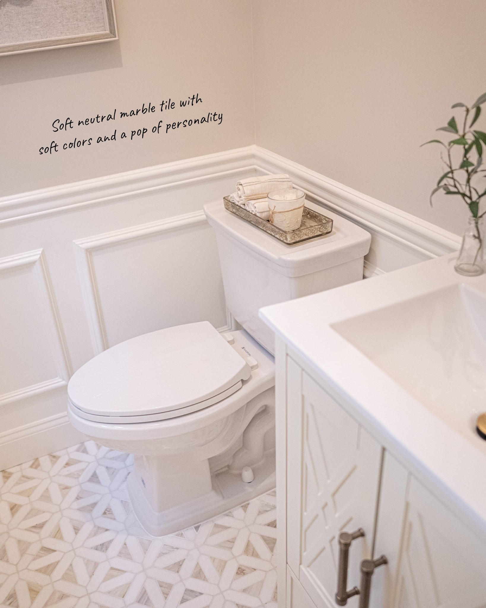  12 x 12 marble mosaic tile-beautiful colors that are soft, neutral and oh so pretty!

Love how it works with the pattern on this warm, creamy white budget-friendly vanity!

 @Wayfair @Samplize 


#tiledesign #bathroomtile #marblefloortile #bathroomvanity #marblemosaictile #paleoak #benjaminmoore

#LTKHome