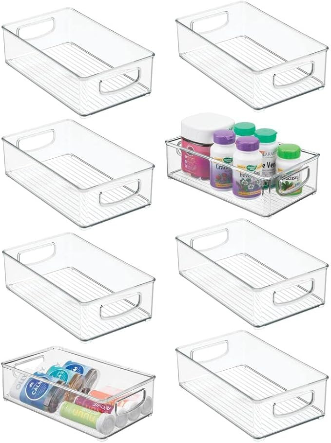 mDesign Small Plastic Bathroom Storage Container Bins with Handles for Organization in Closet, Ca... | Amazon (US)