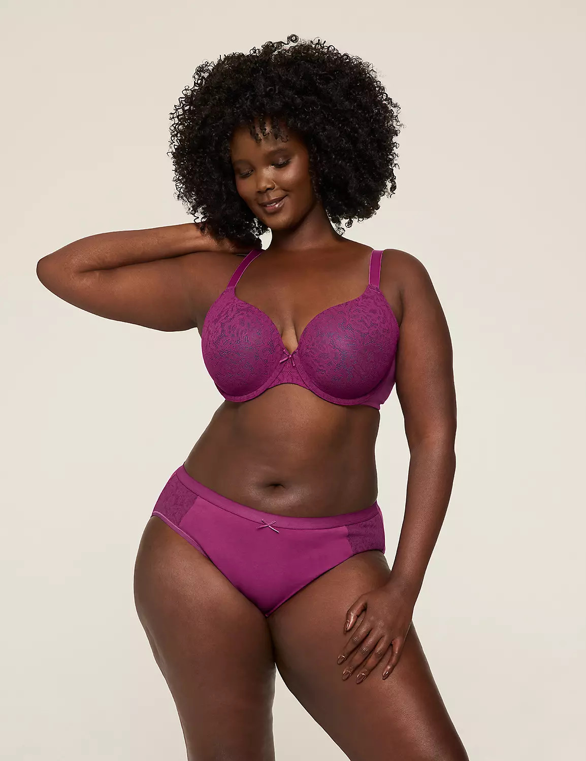 Cotton Lightly Lined T-Shirt Bra With Lace | Lane Bryant (US)