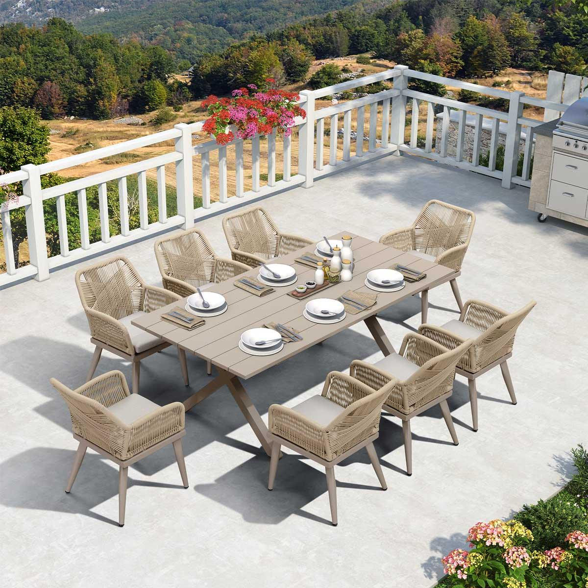 PURPLE LEAF Outdoor Dining Set All-Weather PE Rattan Outdoor Patio Furniture Set with Aluminum Fr... | Purple Leaf