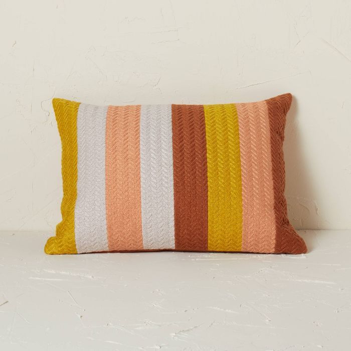Striped Chevron Embroidered Lumbar Throw Pillow - Opalhouse™ designed with Jungalow™ | Target