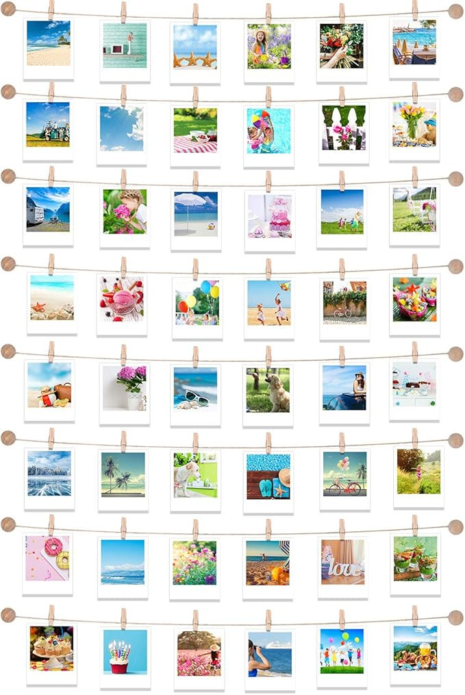 Hanging Instant Photo Display Decorative Wall Hanging String with Clips, Stick and Hang Photo Wal... | Amazon (US)