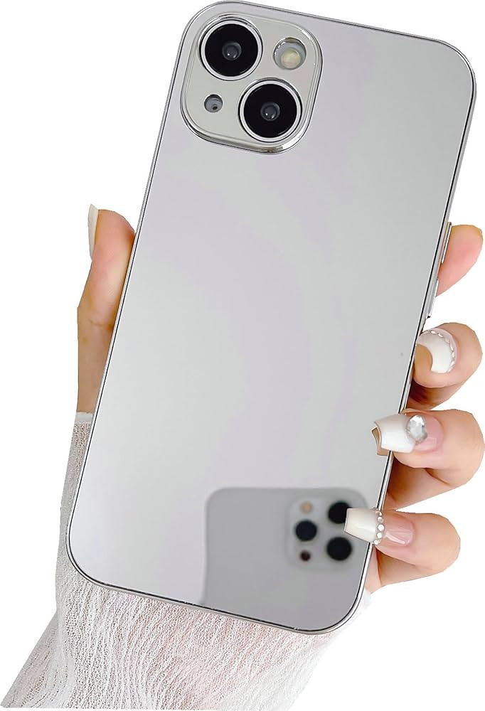 JANDM iPhone 15 Mirror Case, Glossy Hard Mirror Silver Plating Cute Women Girls Makeup Mirror Cas... | Amazon (US)