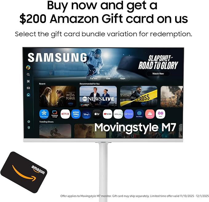 Samsung Movingstyle M7 M70F + $200 Amazon Gift Card, 4K UHD Smart Monitor with Adjustable Rolling... | Amazon (US)