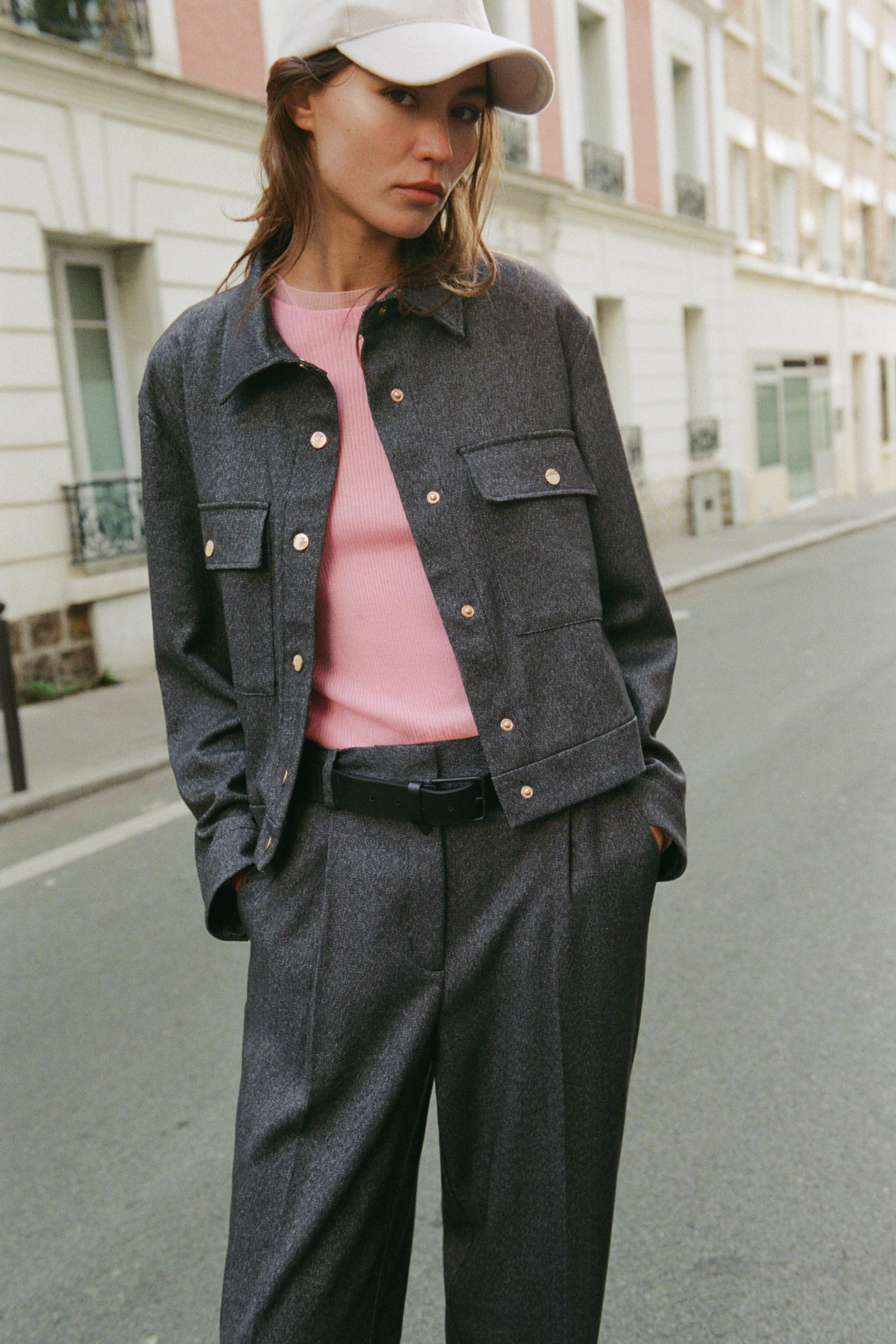 HERRINGBONE STRAIGHT-LEG TROUSERS | Zara AU