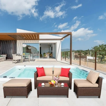 BTMWAY Outdoor Patio Couch Set All Weather Wicker Outdoor Sectional Sofa Set Patio Furniture Set wit | Walmart (US)