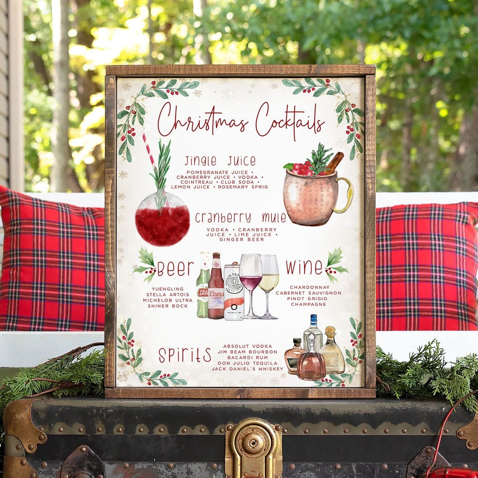 Holiday Party Drink Sign Christmas Bar Menu Template Pine - Etsy | Etsy (US)