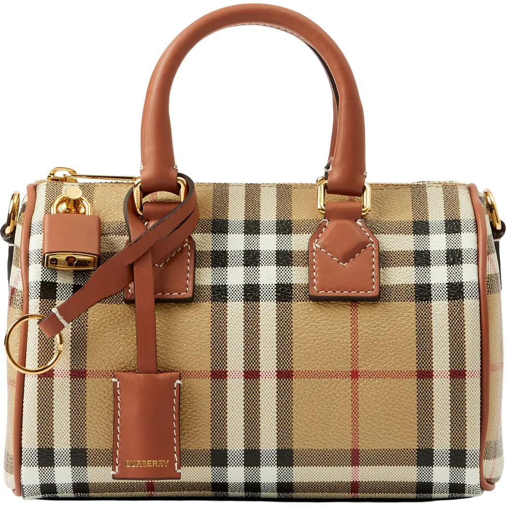 burberry Mini Bowling Check Coated Canvas Duffle Bag in Vntg Chk/Briar Brown at Nordstrom | Nordstrom