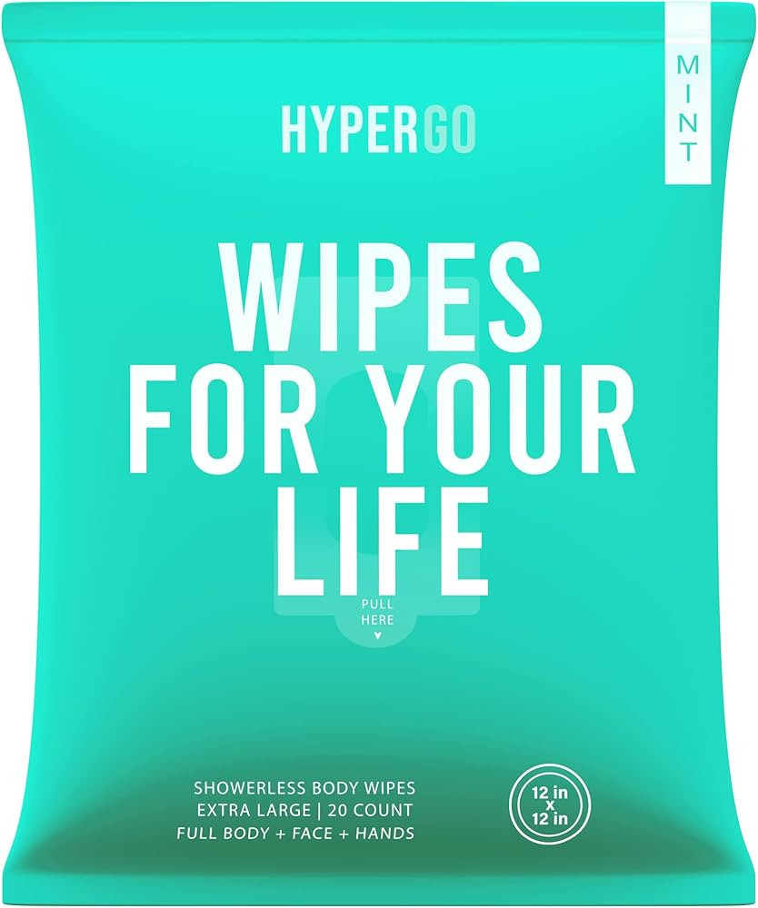 HyperGo Quick Mint Refreshing Body Wipes - Gym, Hiking, Travel, Camping, Post workout Wipes for C... | Amazon (US)