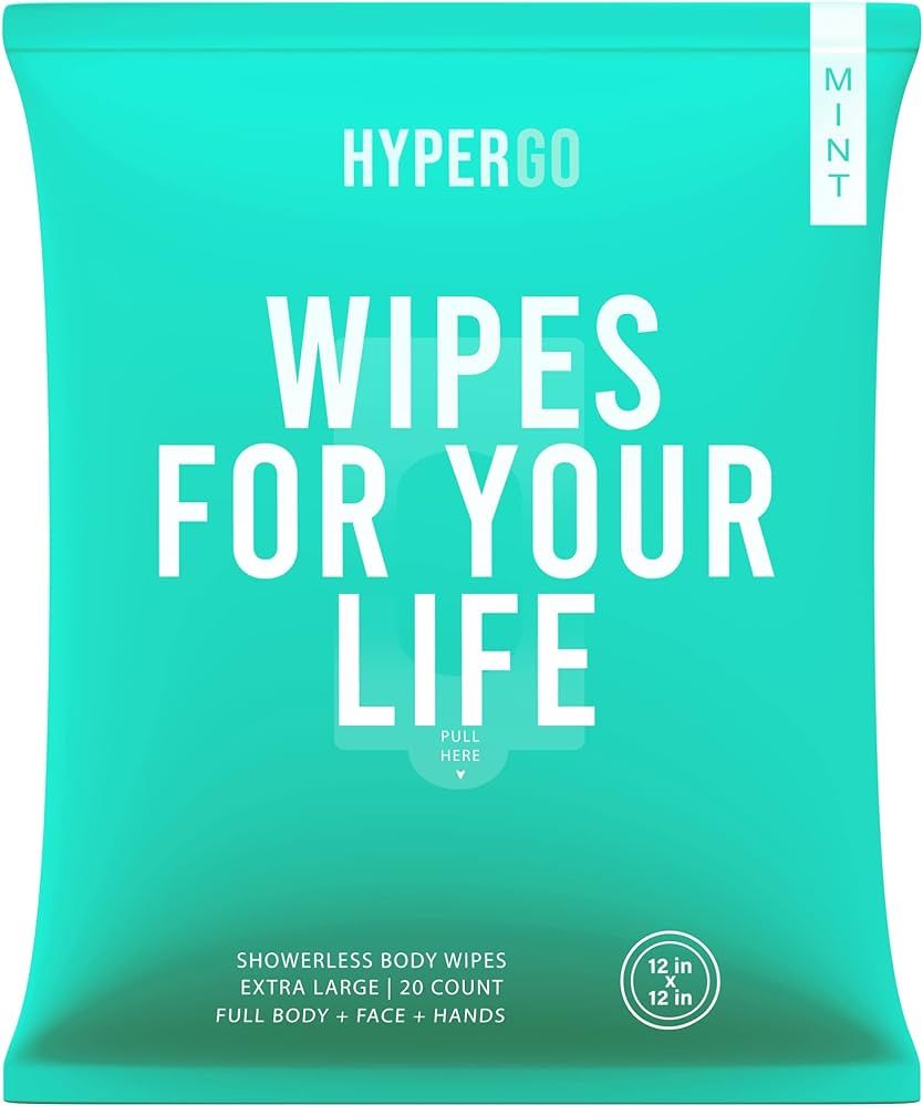 HyperGo Quick Mint Refreshing Body Wipes - Gym, Hiking, Travel, Camping, Post workout Wipes for C... | Amazon (US)