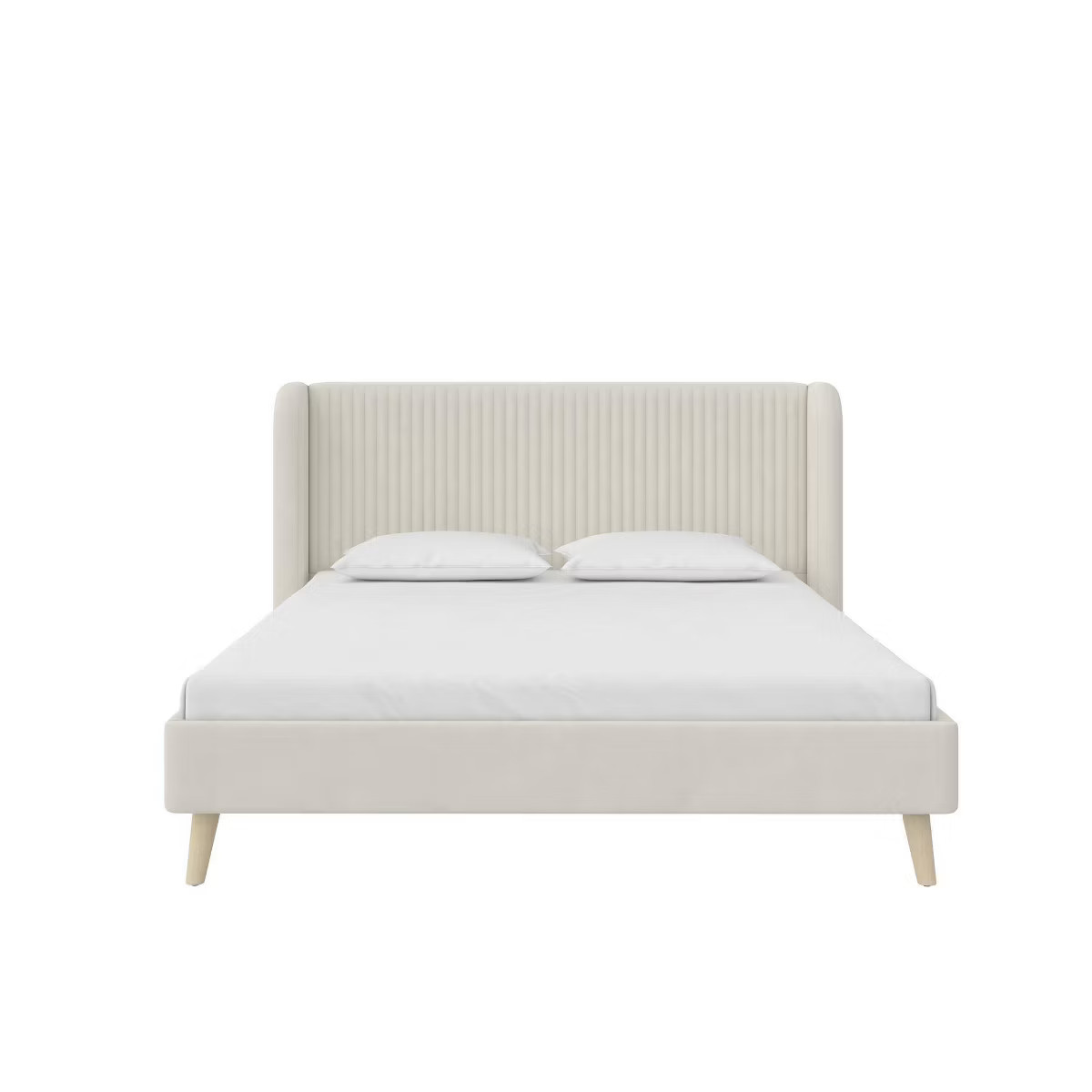 Queen Holly Upholstered Wingback Velvet Bed Ivory - Novogratz: Scandinavian & Bohemian Style, No ... | Target