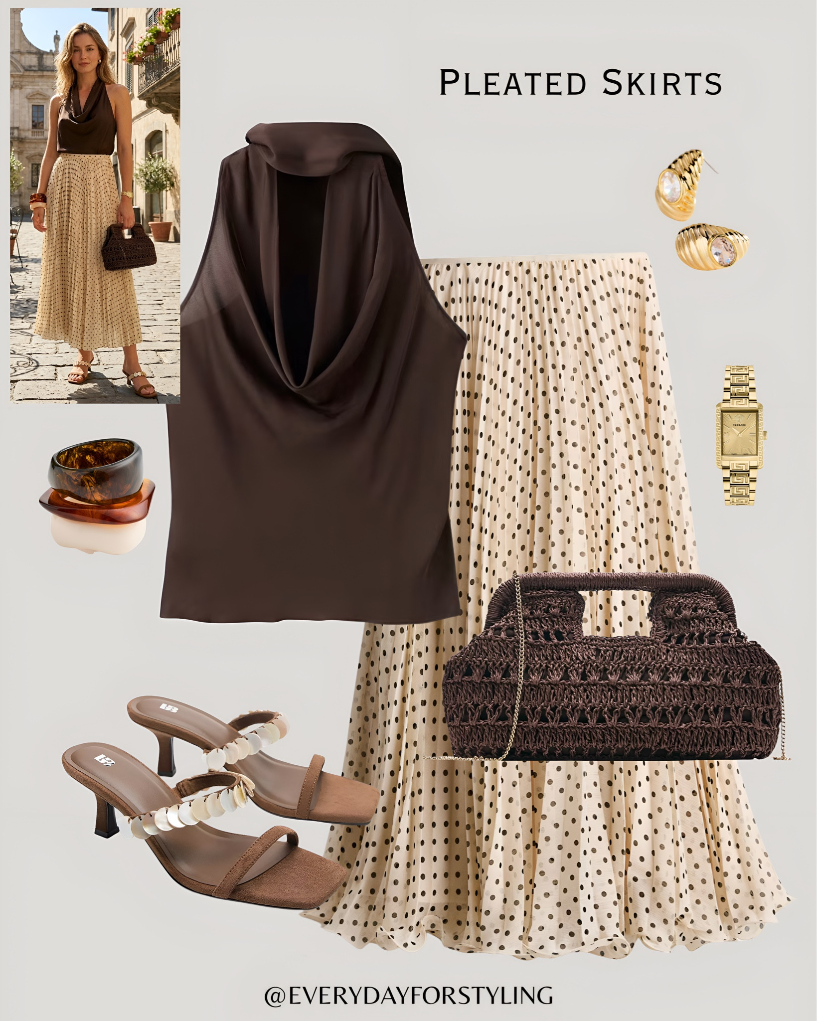 A polka dot pleated skirt in beige and brown is living rent free in my head 🤎

polka dot skirt outfit, brown and beige fashion, pleated midi skirt women, chocolate satin top styling, summer dinner outfit inspo, quiet luxury aesthetic, warm neutral outfits, print skirt styling tips, crochet bag outfit ideas, tortoiseshell accessories styling, elegant summer fashion women, sophisticated print outfits, feminine outfit ideas, how to style midi skirts, polka dot fashion women, neutral print palette, luxury inspired casual style, women’s outfit inspo summer, kitten heel sandal outfit, chic warm tones fashion

#PolkaDotSkirtOutfit, #BrownAestheticFashion, #PleatedSkirtInspo, #SummerDinnerLook, #WarmNeutralStyle

#LTKSeasonal #LTKootd #LTKTravel
