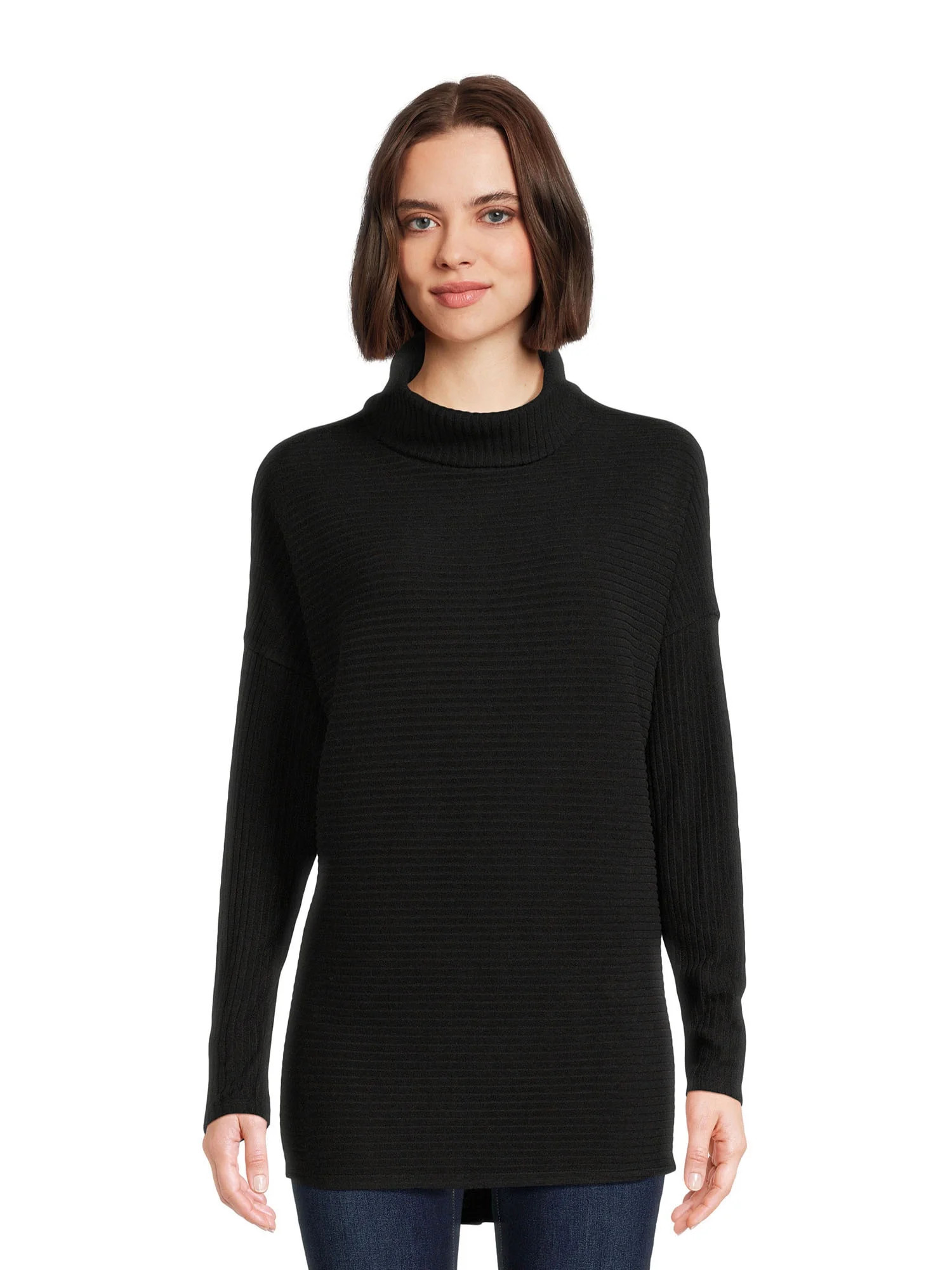 Time and Tru Women's Rib Roll Neck Tunic, Sizes XS-3XL | Walmart (US)