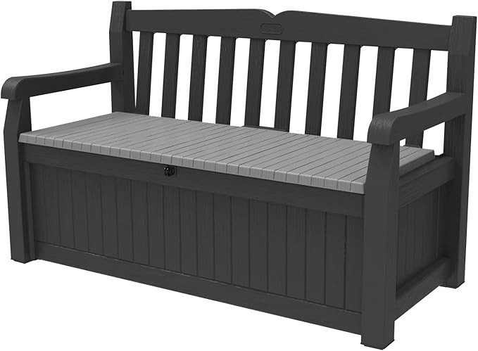 Keter Solana 70 Gallon Storage Bench Deck Box for Patio Storage, Front Porch Decor and Outdoor Se... | Amazon (US)