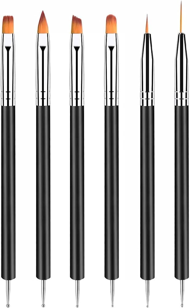 6PCS Double-Ended Nail Art Brush Kit For Gel Polish, Liner, Drawing, And Detailing - Professional... | Amazon (US)