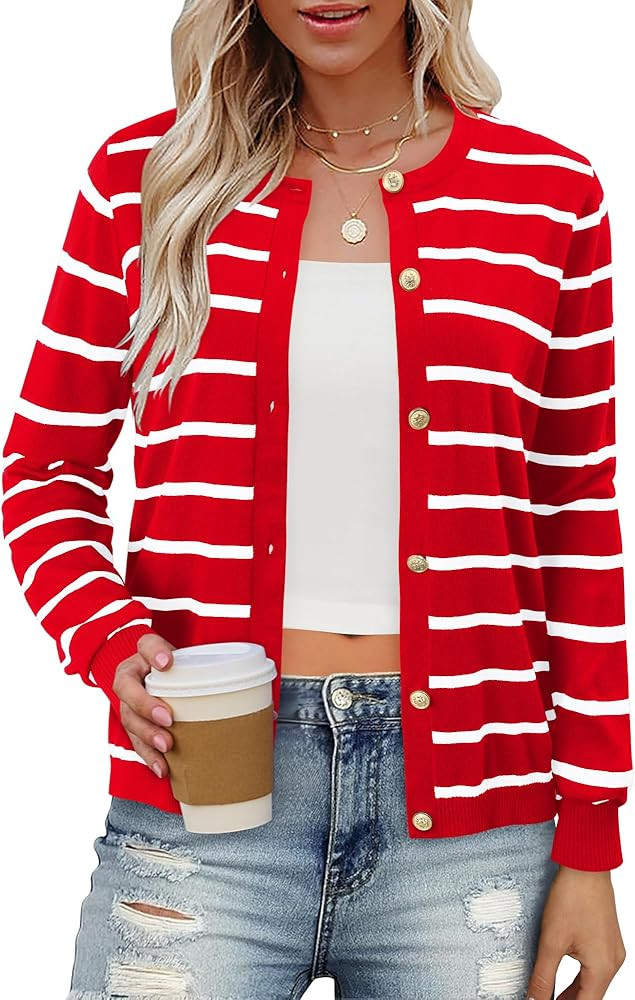 onlypuff Cardigan for Women Dressy Button Down Sweaters Work Cardigans Trendy Clothes Long Sleeve... | Amazon (US)