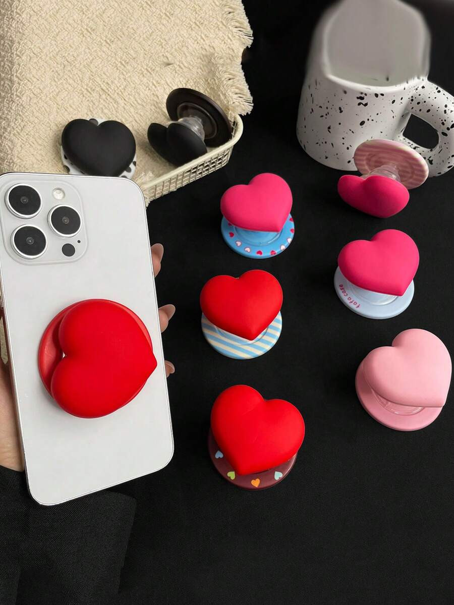 Heart Elements Silicone LOVE 3D Heart Magnetic Phone Airbag Holder Push-Pull Bracket, Suitable Fo... | SHEIN