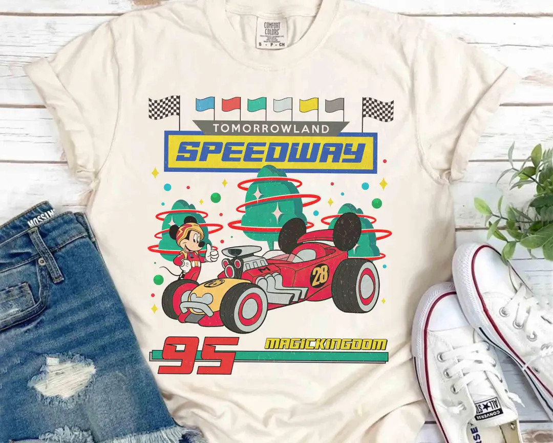 Vintage Tomorrowland Speedway Racing T-shirt, Disney Mickey Mouse and Car Tee, Disneyland Magic K... | Etsy (US)