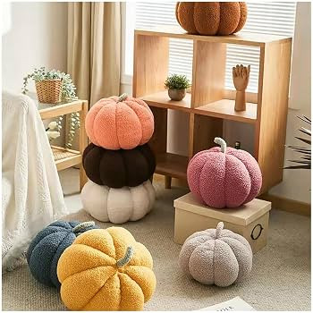Fluffy Pumpkin Pillow Brown Plush Pumpkin Stuffed Tough Halloween Pumpkins Decorative Couch Throw... | Amazon (US)