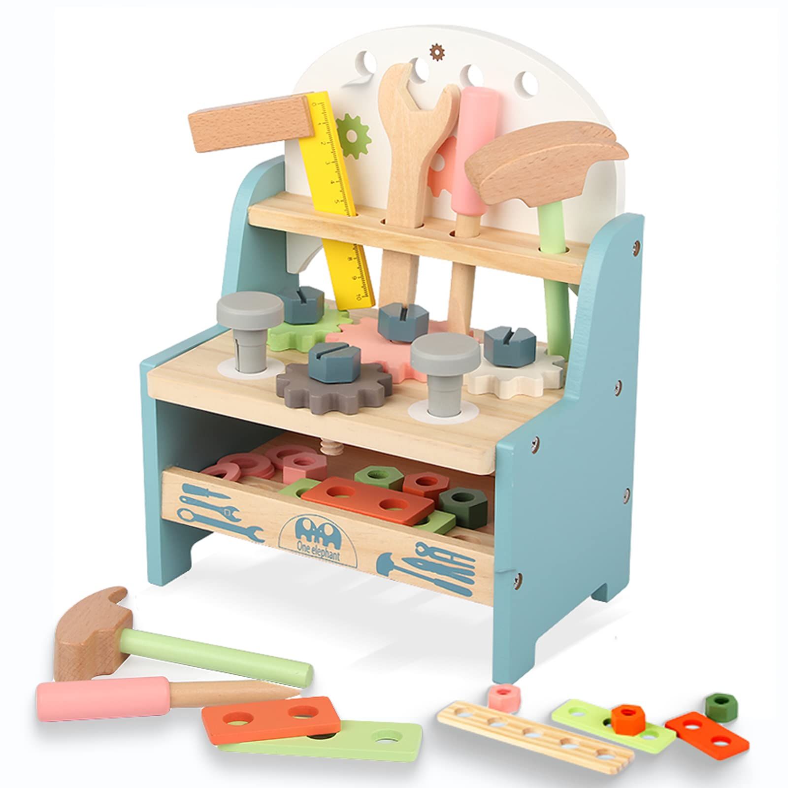 Varbertos Mini Tool Bench for Kids Toddlers, Wooden Tool Workbench Set, Construction Workshop Preten | Amazon (US)
