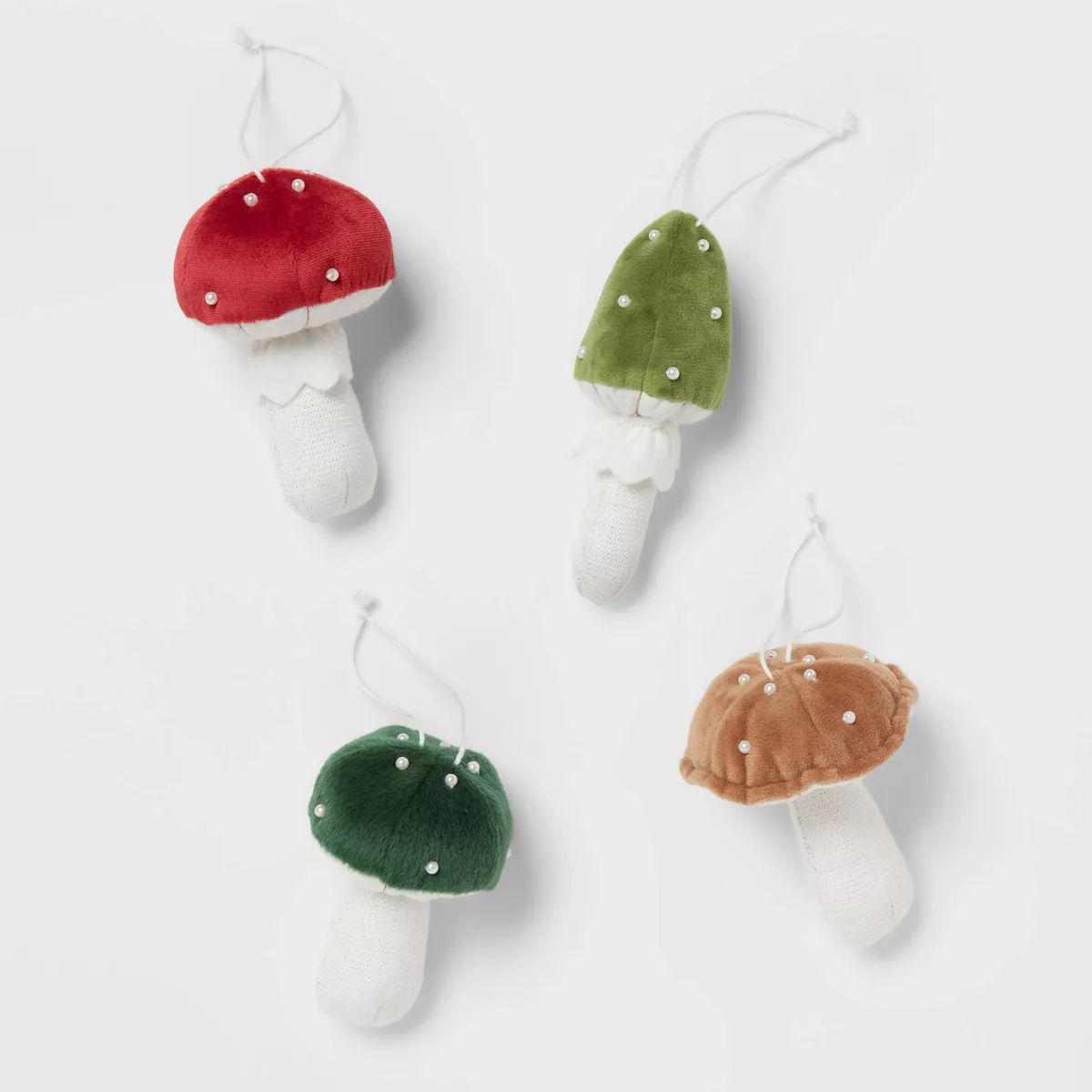 Fabric Mushroom Christmas Tree Ornament Set 4pc Green/Red/Brown - Wondershop™ | Target