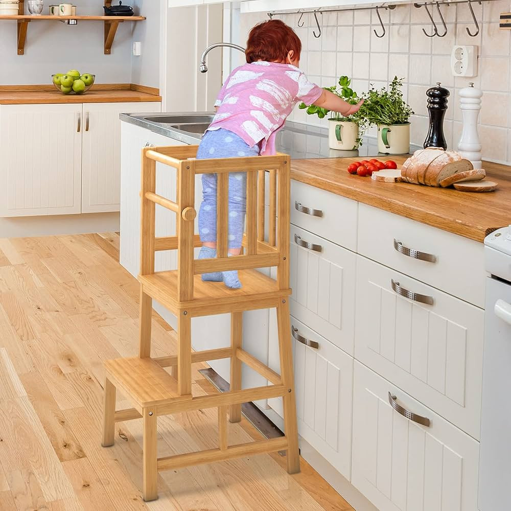 COSYLAND Kids Kitchen Step Stool，Toddler Standing Tower with CPC Certification, Removable Anti-... | Amazon (US)