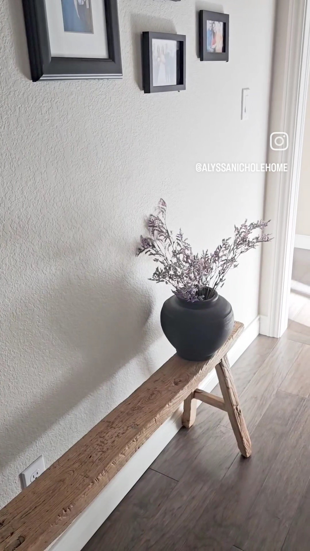 A skinny vintage wood bench with a vase and some spring florals can be the perfect touch for a small hallway. 

#LTKhome #LTKSeasonal #LTKVideo