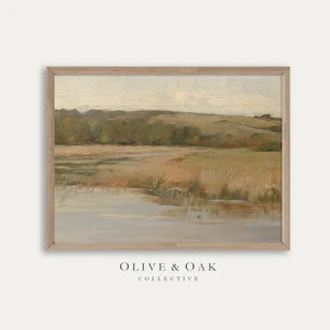 Vintage Landscape Painting / PRINTABLE Art / Marsh Landscape / River Landscape Painting / Antique... | Etsy (US)