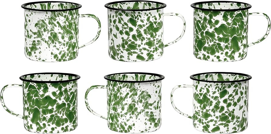 Red Co. Set of 6 Enamelware Metal Medium Classic 12 Oz Round Coffee and Tea Mug with Handle, Dark... | Amazon (US)