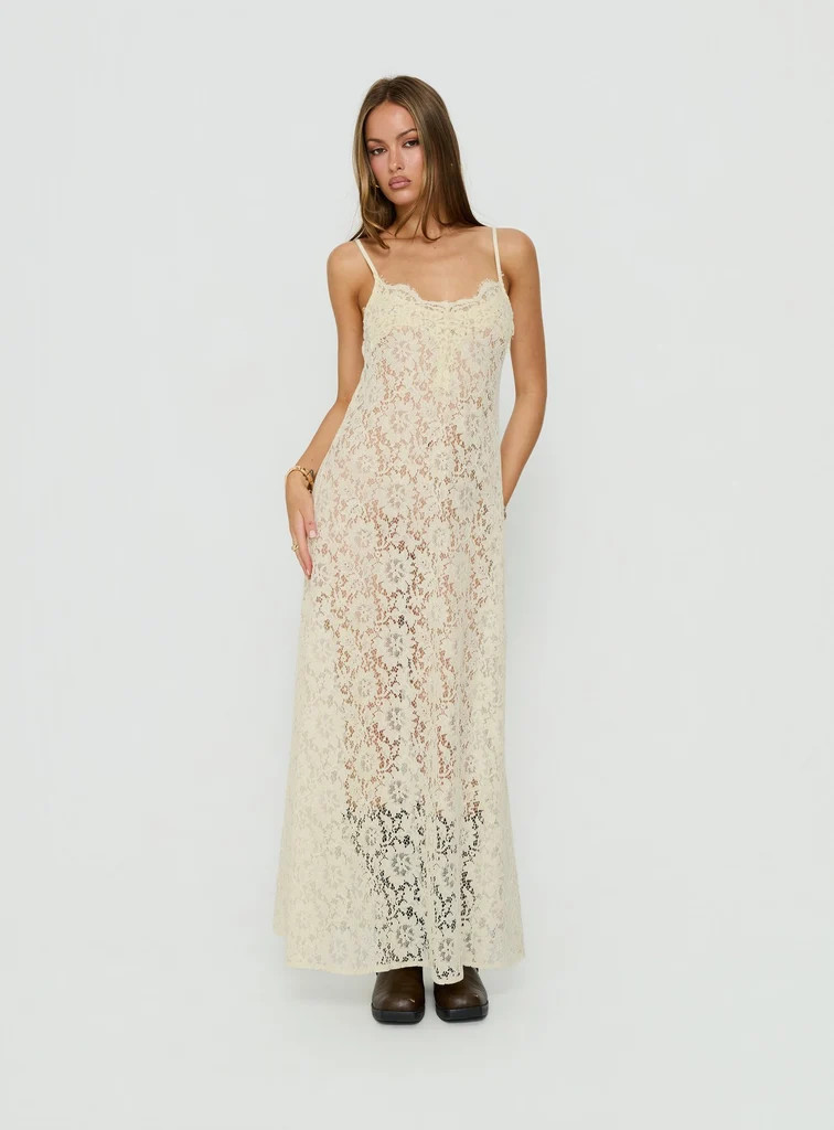Lovedream Lace Maxi Dress Yellow | Princess Polly US