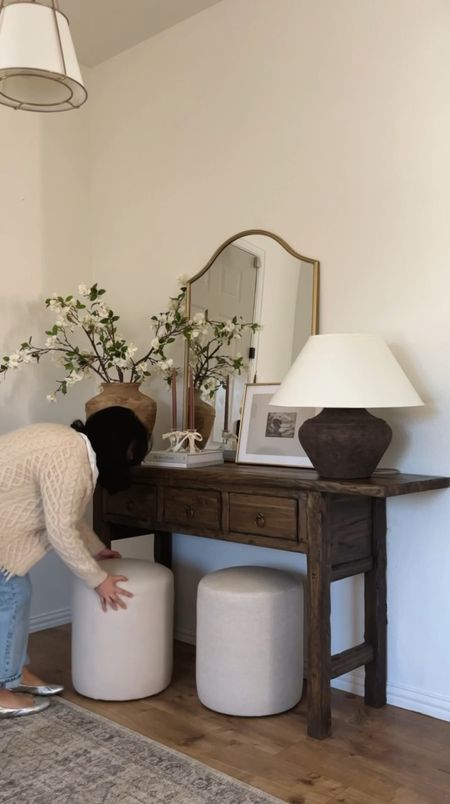 Entryway styling! 

wood console table, spring stems, home finds, entryway inspo, home inspo, console table styling, rustic furniture, wood entry table, spring stems, spring home styling, art print, framed art, vase, entry mirror, mirror, lamp, target home, target finds, etsy art, at home 

#LTKhome #LTKstyletip #LTKVideo