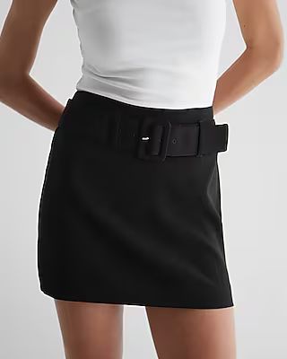 High Waisted Belted Mini Skirt | Express