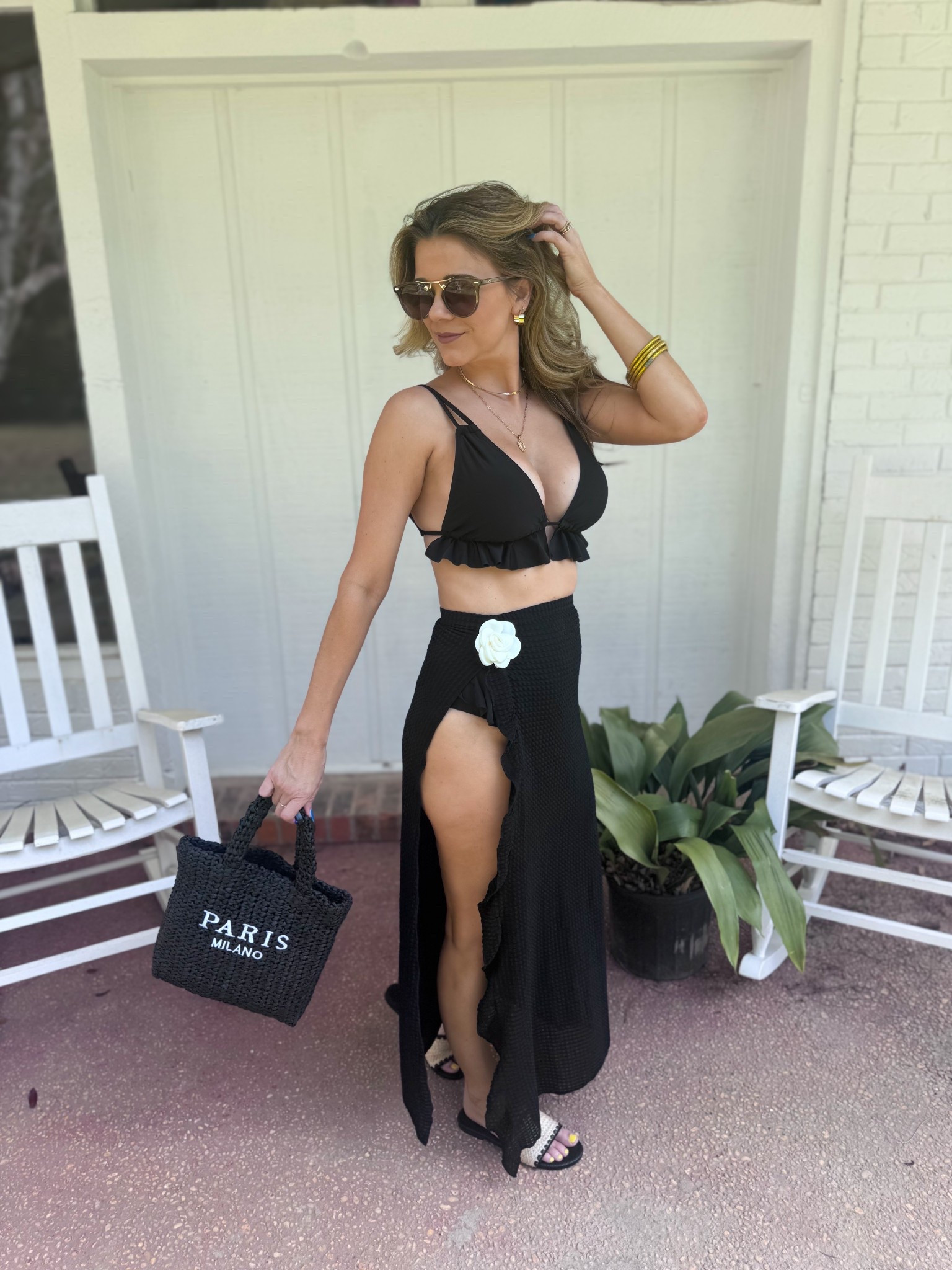 All black ruffle moment🖤 Wait till you find out the prices on these pieces🛍️
This swimmie is literally to die for and extremely figure flattering! It’s cheeky but not cheeky cheeky if that makes since and it stays in place 🙌🏽 A good triangle top and high waisted bottom is hard to come by, especially for $32😎 
I’m wearing a small
•
#swim #momapproved #swimstyle #beachlife #poolside 

#LTKPetite #LTKSwim #LTKootd
