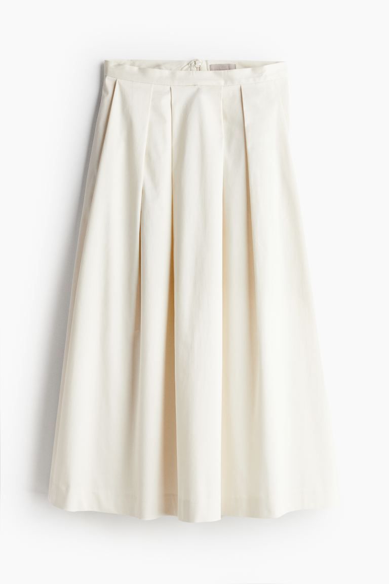 Pleated A-line Skirt - Cream - Ladies | H&M US | H&M (US + CA)