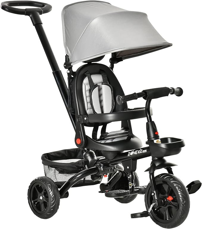 Qaba Kids Tricycle, 4 in 1 Foldable Trike with Reversible Seat, Adjustable Parent Handle, Safety ... | Amazon (US)